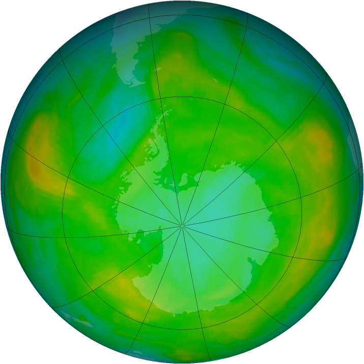 Antarctic ozone map for 31 December 1981